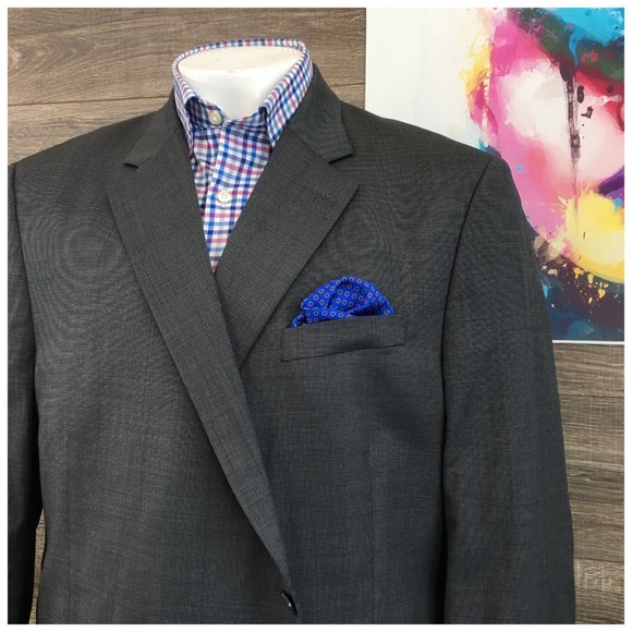 Men's 50R Men Blazer Sport Coat Two Button Wool Sports Jacket Gray‎ Peter Millar - Picture 2 of 12